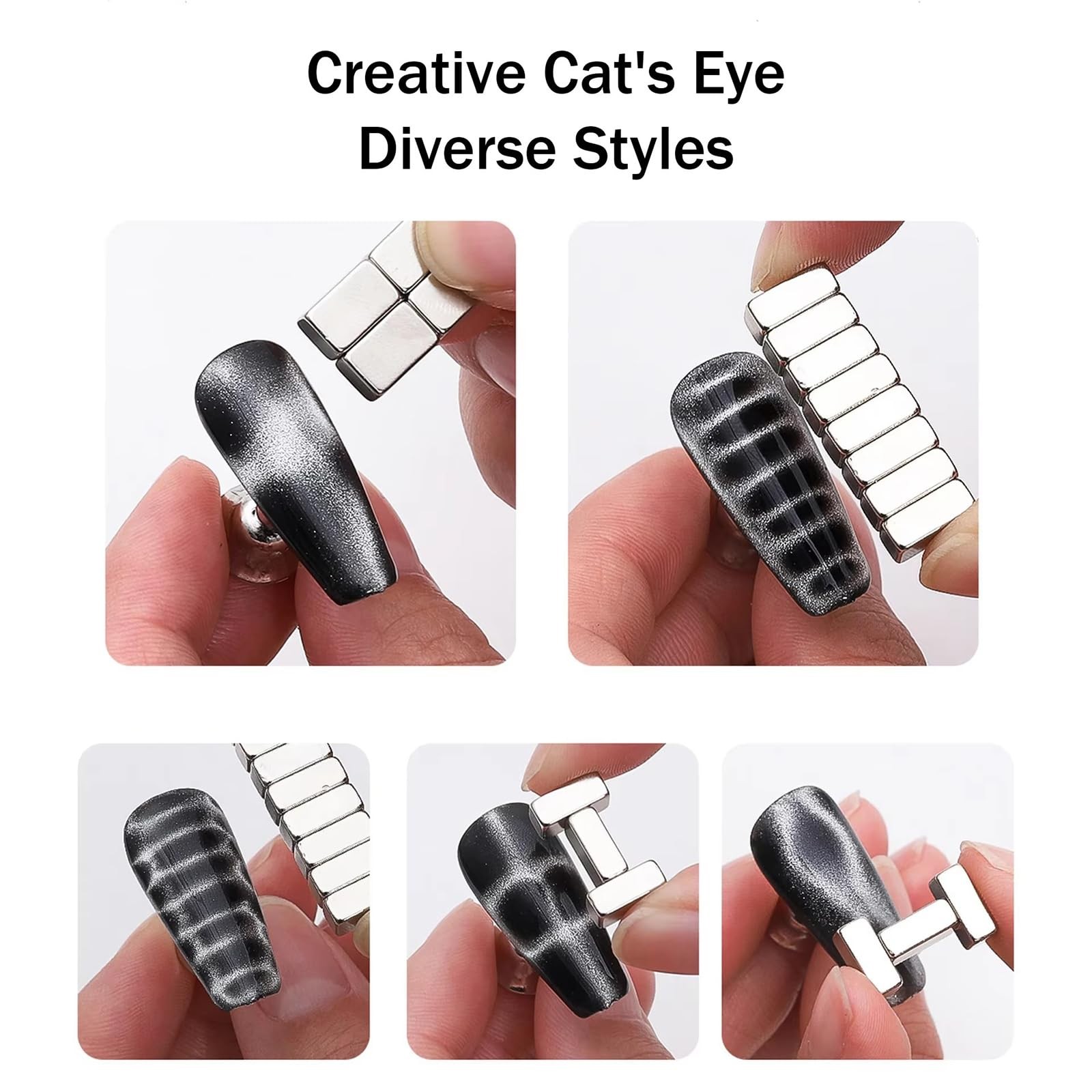 12Pcs Cat Eye Nail Magnet for Nail Art Cat Eye Gel Nail Polish Magnet Multifu…