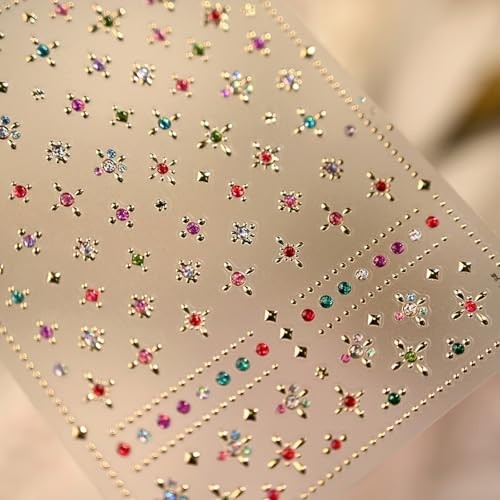 Gold Star Nail Stickers 5D Embossed Gold Nail Decals Style A48 Contemporary