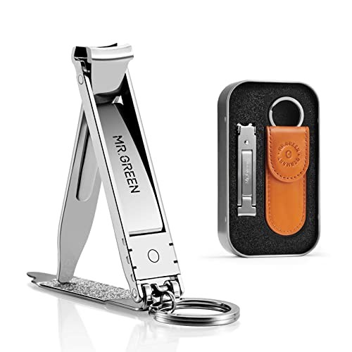 Collapsible Nail Clippers Small and Thin Orange Leather Case + Iron Box