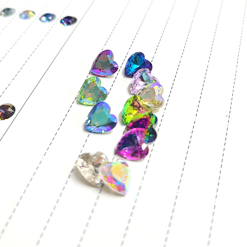 J.HOO Crystal 8831 Antique Heart V-Cut Fancy Rhinestones 8.8x8mm Nail Art 8pcs