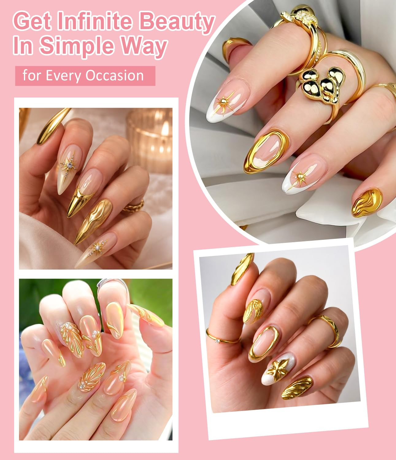 Ultra-Fine Chrome Nail Powder Set – 6 Vibrant Jars for Stunning Nail Designs