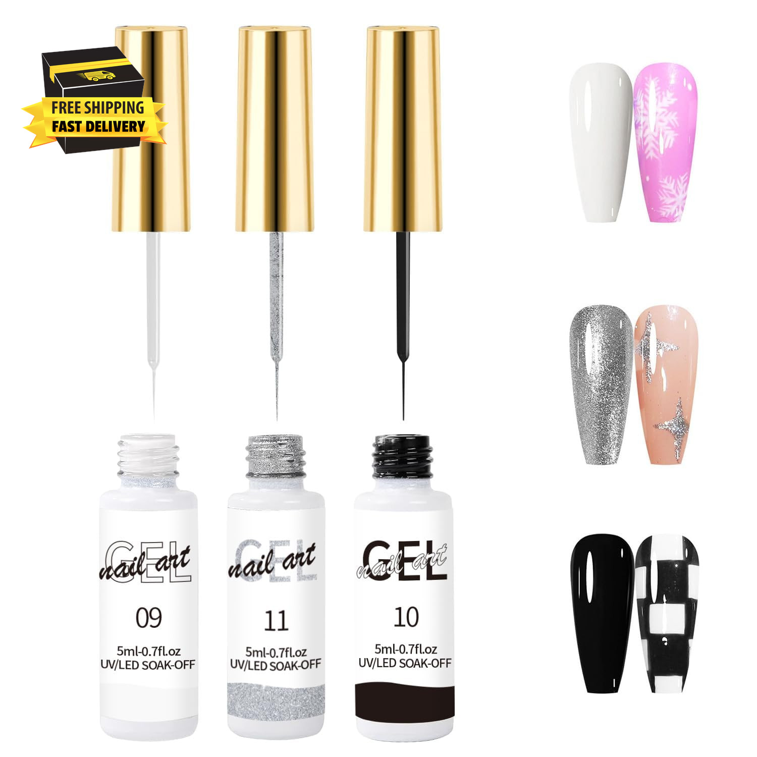 Nail Art Gel Nail Polish Set Liner Gel Line Art Painting DIY, Ultra-Fine Brush H