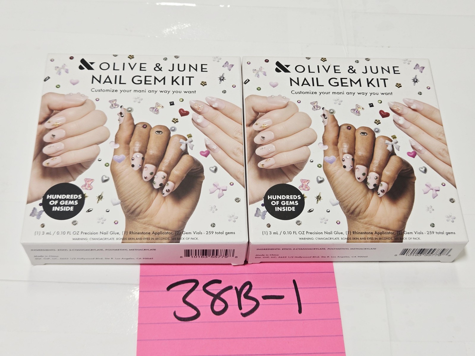 Olive & June Nail Gem Kit 2 Pack Multicolor Gems Glue Included New DIY Nail Art