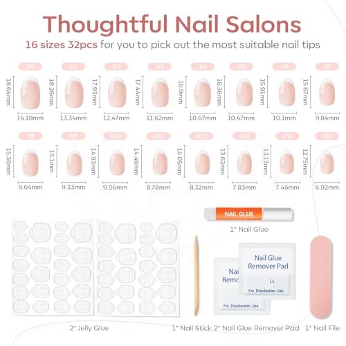 French Tip Press On Nails, Short Oval Fake Nails Nails Press B6-Nude French