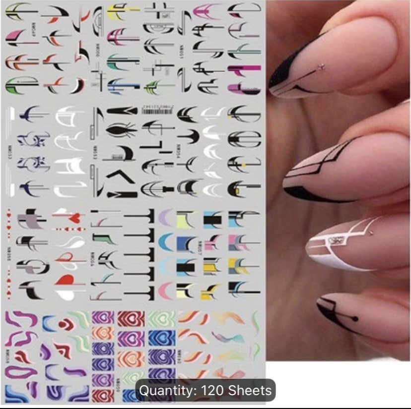 3D Nail Sticker Decal 120 Design Lot Nail Art Adhesive DIY Design Decor US Stock