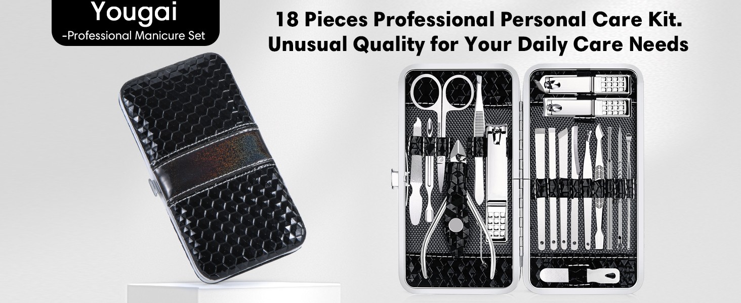 Nail Clippers Set – 18 Pcs Professional Manicure Pedicure Kit for Men Women,