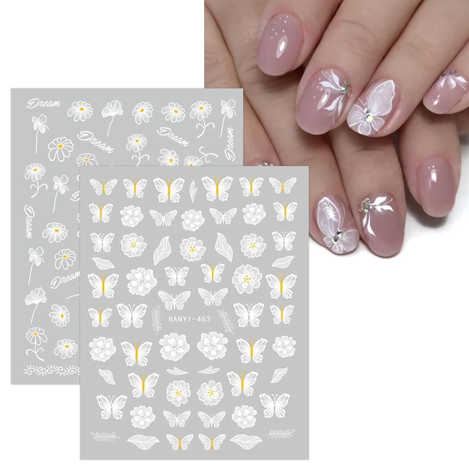 Spring Flower Nail Art Decals 12 Sheets Self Adhesive Easy to Use for Beginners