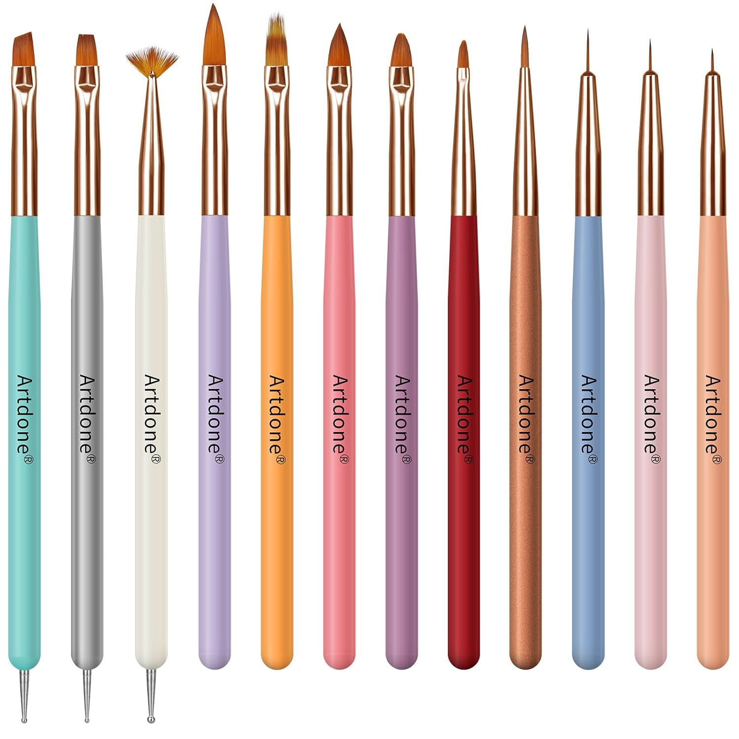 Nail Dotting Tools Double-Ended Nail Art Brushes Kit Nail Art Gel Polish Liner B