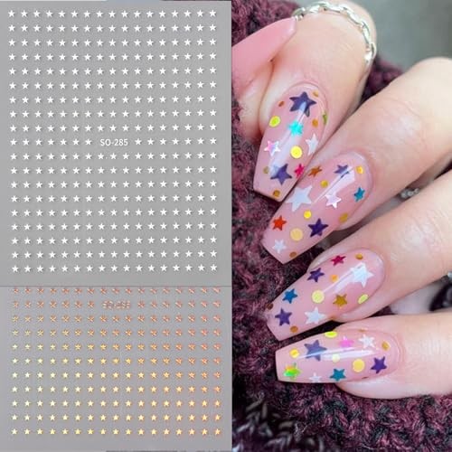 6 Sheets Star Nail Decals for Nail Art 3D Self-Adhesive Star Nail Stickers-2