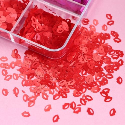 6 Grids Valentine’s Day Heart Glitter Multiple Colors Sequins for Nail heart3