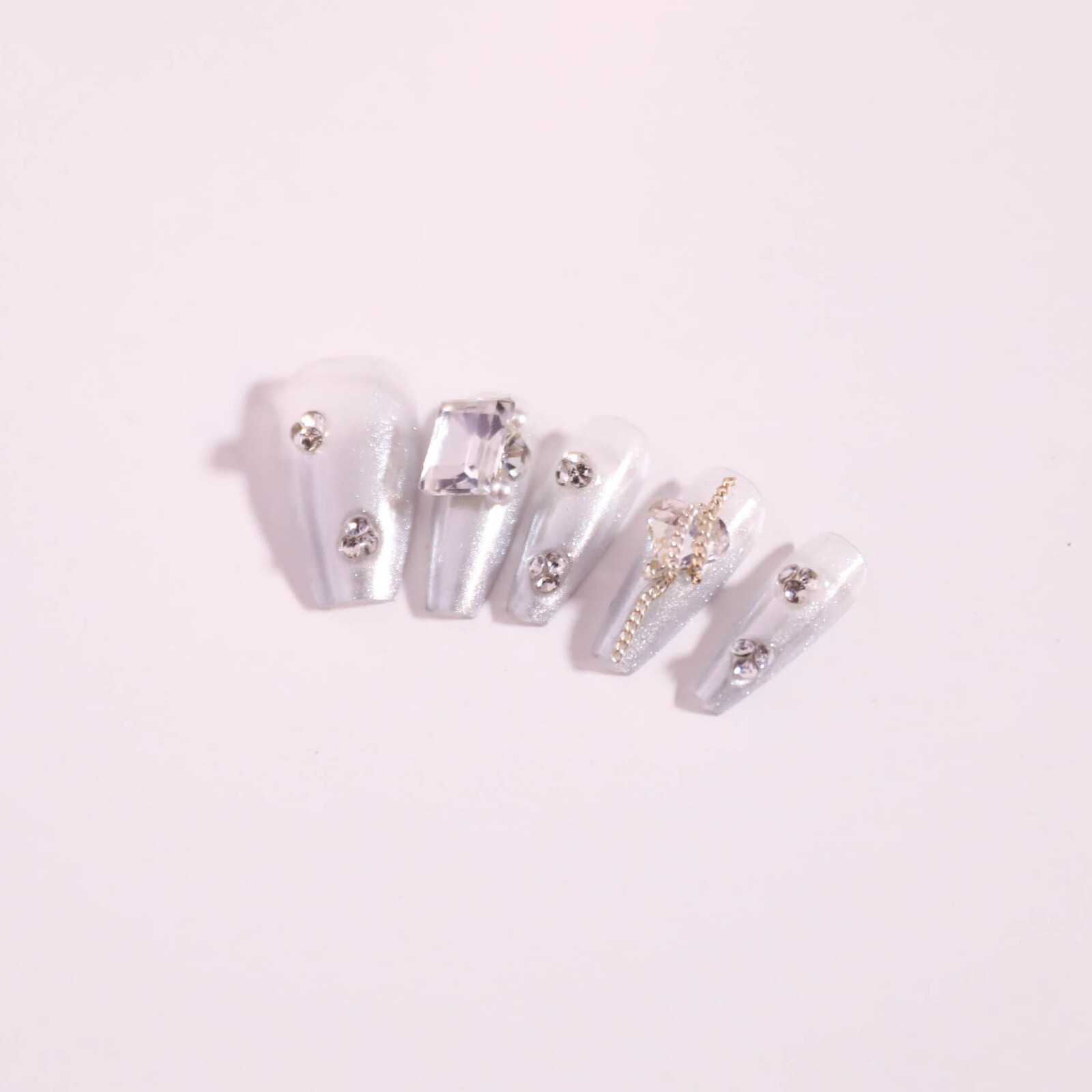15Pcs Starry Galaxy of Shattered Diamonds Press on Nail Art By Handmade