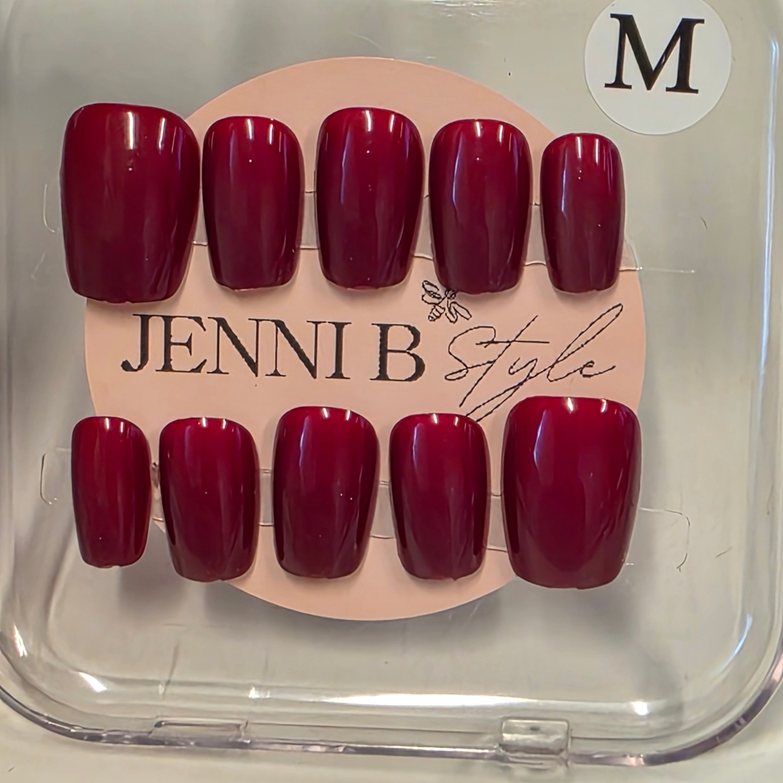 Jenni B Style Press On Nails Bundle Burgundy Iridescent Mauve Kiss Nail Glue M