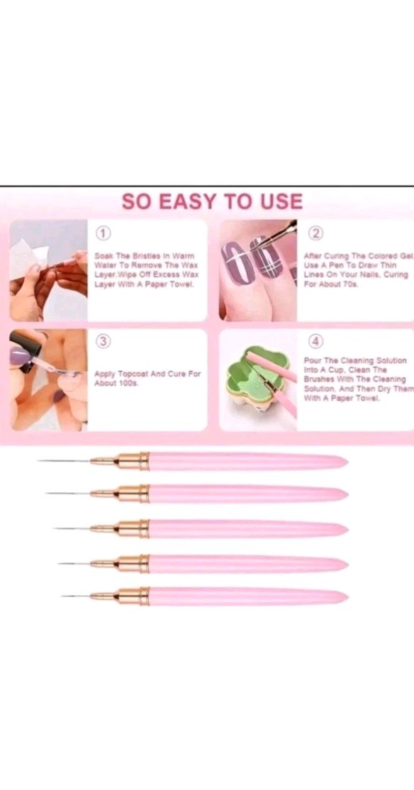 5-Piece Nail Art Liner Brushes Set – Nail Art Fine Brush Nail Dotting Drawing