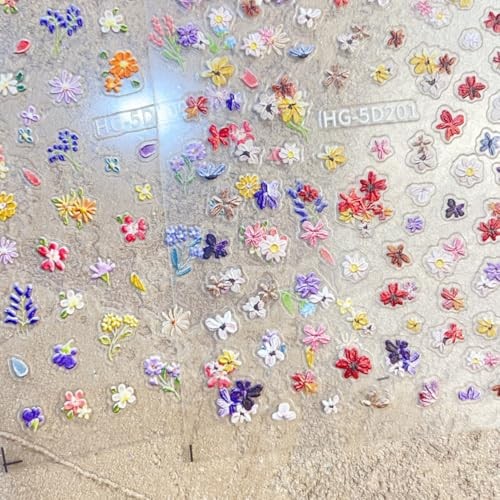 Flower Nail Art Stickers Spring Small Floral Leaf 5D Spring Floral Leaf