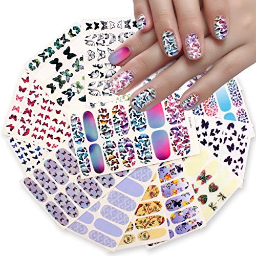 14 Sheets Butterfly Nail Wraps for Women Rainbow Polish Strips Butterfly Style