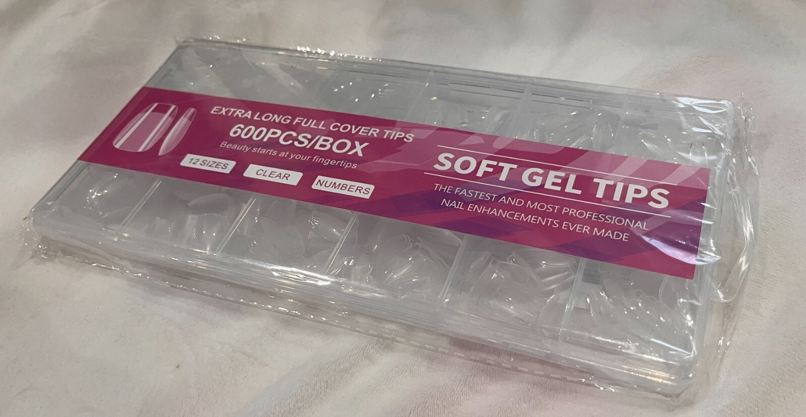 New 600PCS/Box Extra Long Full Cover Clear Oval Nails w/Soft Gel Tips 12 Sizes