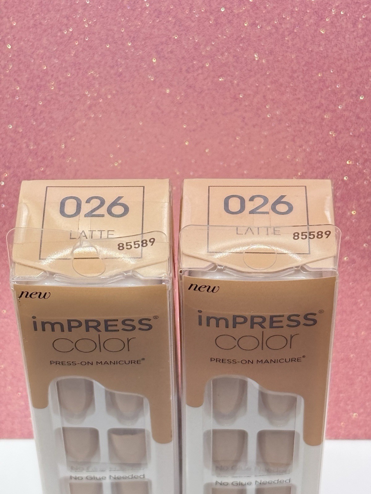 Kiss imPRESS No Glue Press-On Nails Manicure Short Color 026 Latte Lot Of 2