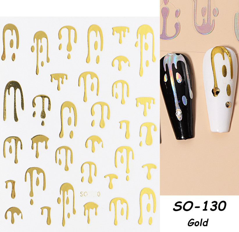 3D Nail Stickers Water Drop Flame Nail Art Decoration Stickers Decals SO130 NS39