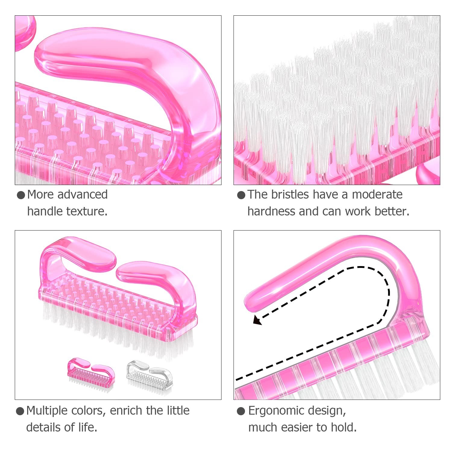 Handle Grip Nail Brush – 4 Pack, Color-17
