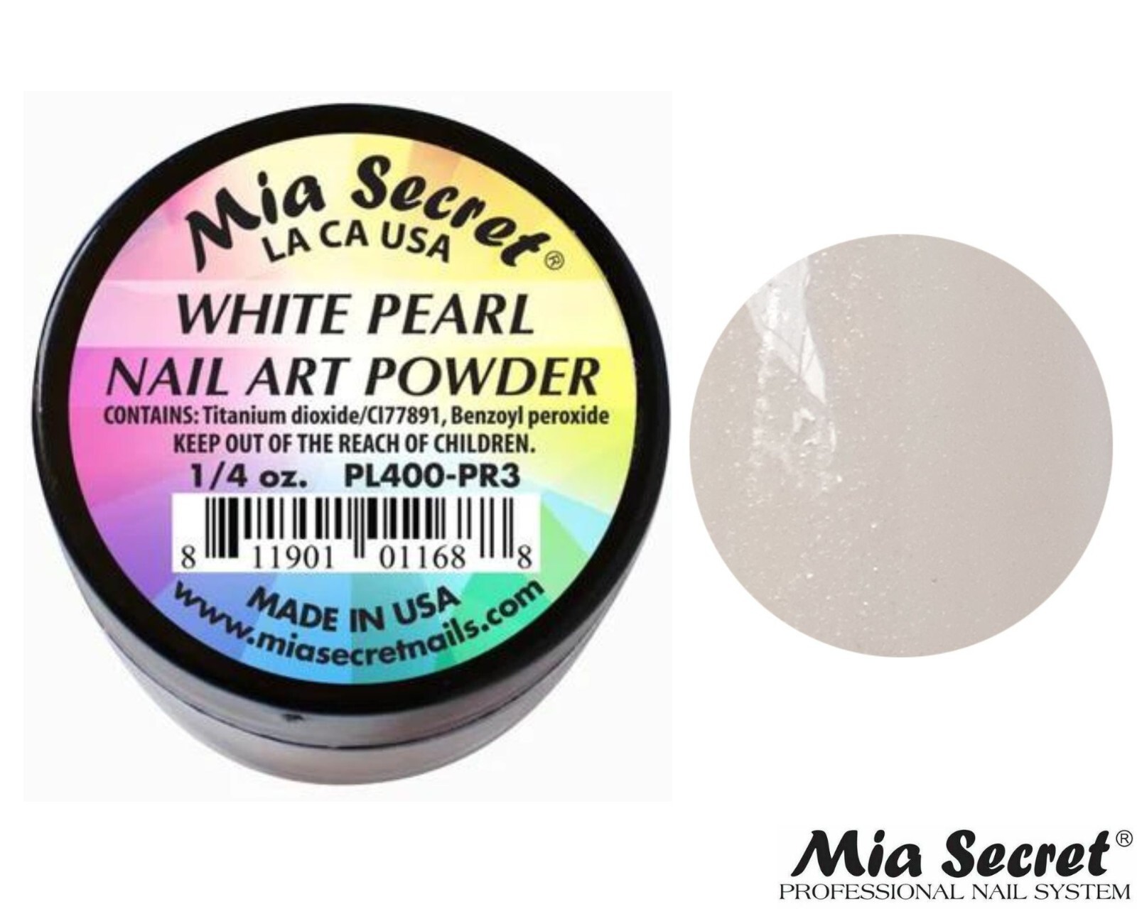 Mia Secret Nail Art Powder Pearl Collection (WHITE) 1/4oz