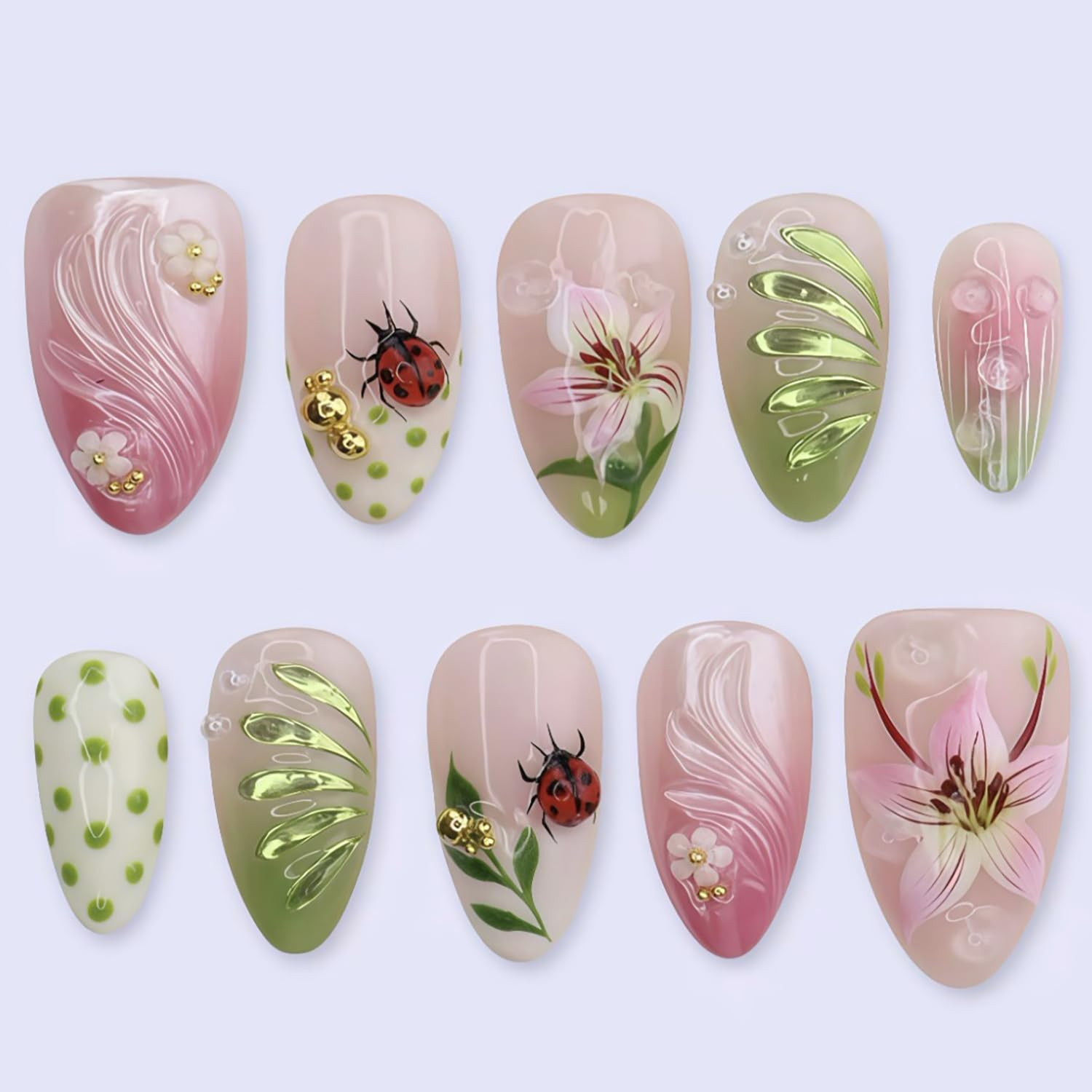 30Pcs Black Silver Y2K Goth Press on Nails Medium Almond False Nails with 3D Chr