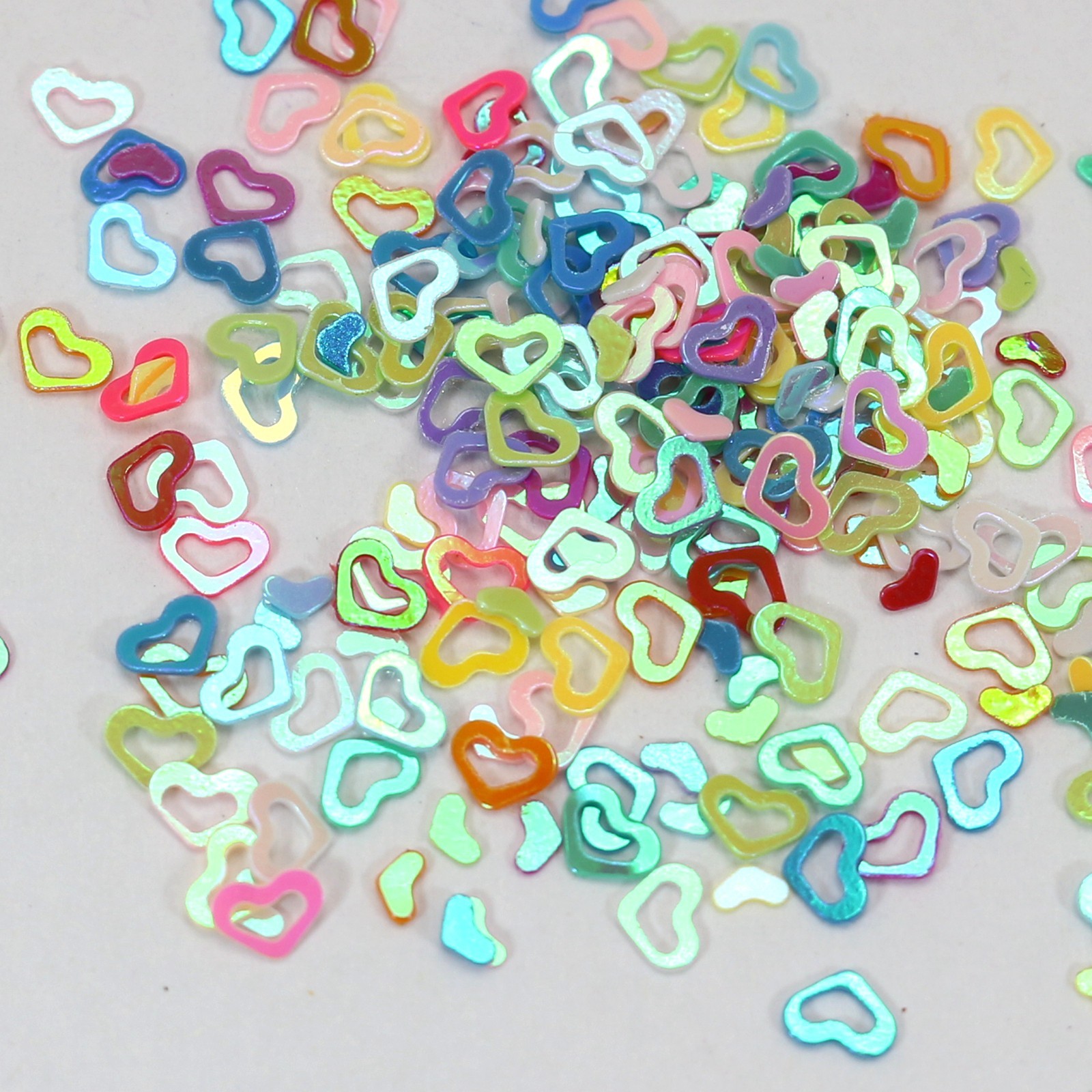 50Gram Mixed Color Hollow Heart Sequins Loose Tiny Tips 4X3mm Nail Art