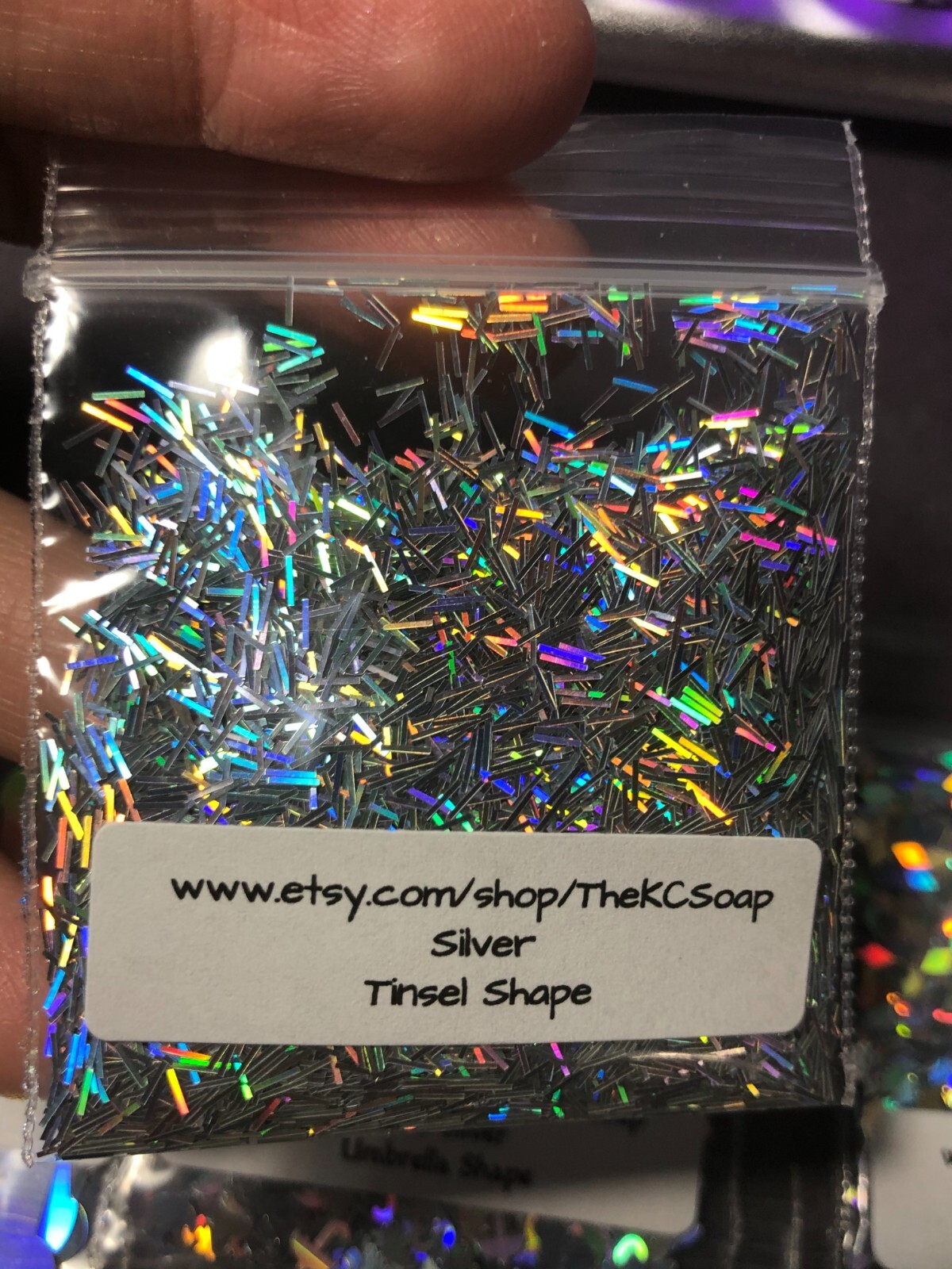 50g Solvent Resistant TINSEL shape Glitter HOLO SILVER Nail ART Craft