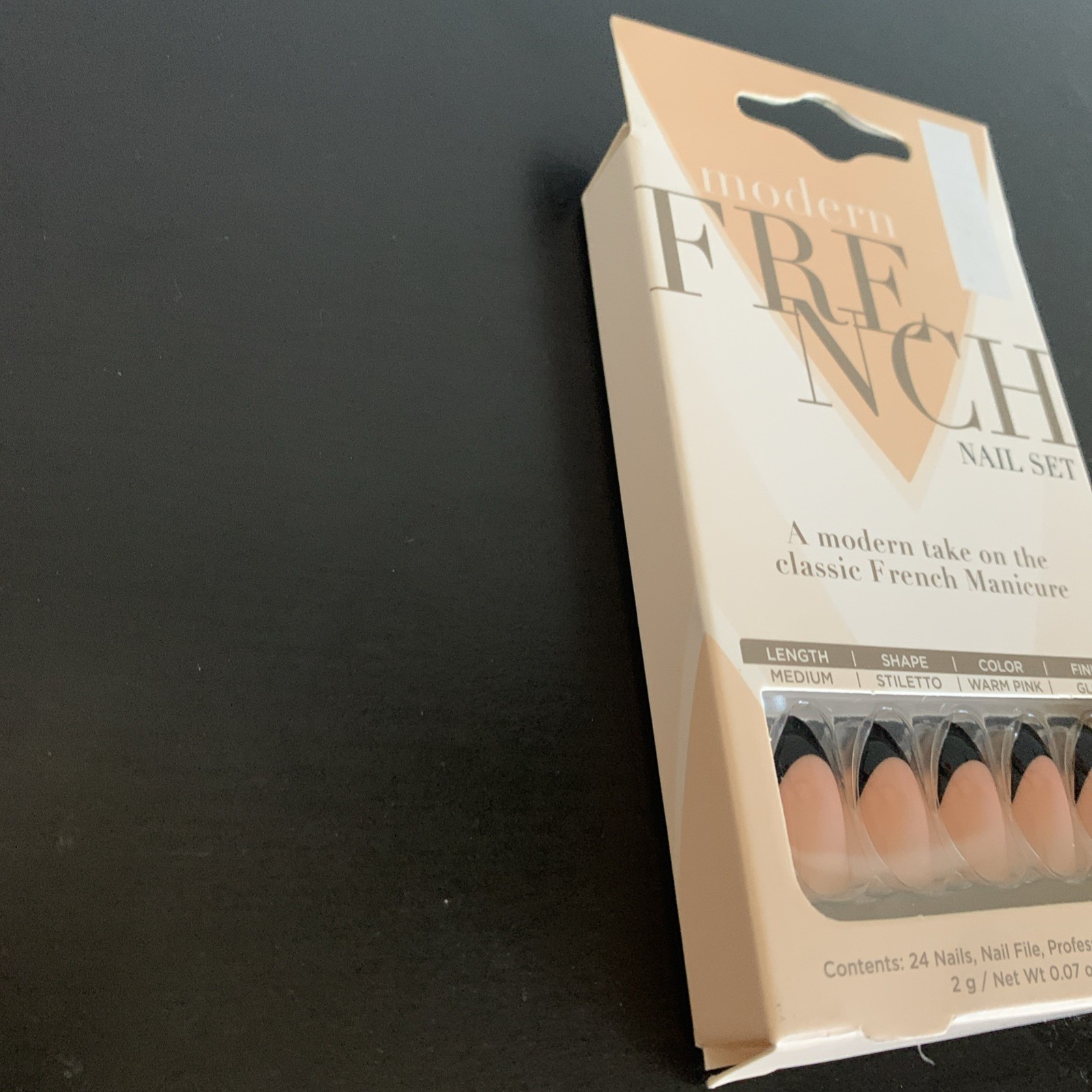 Salon Perfect Modern French Short Black Nail Set, 24 Pieces – Lot of TWO Packs