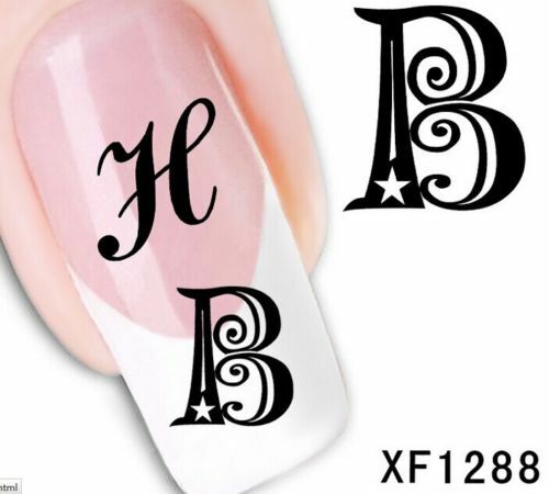 Nail Art Water Transfer Sticker Decal Stickers Pretty Letters Black XF1288
