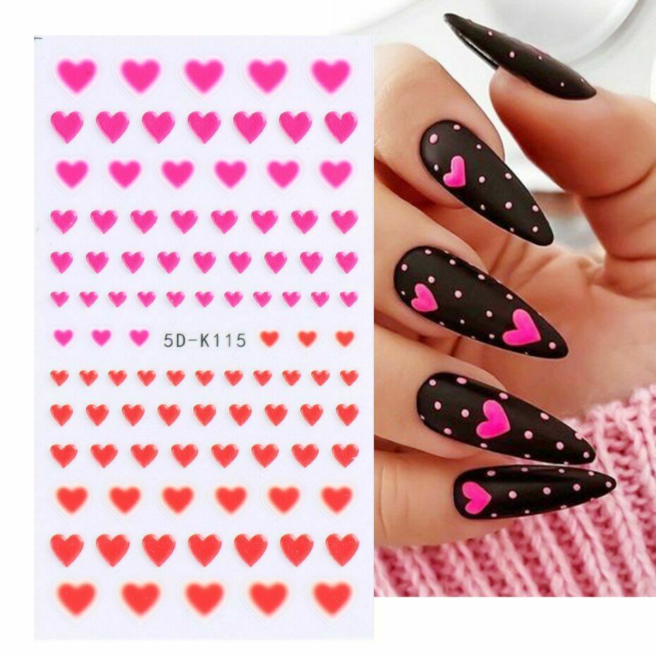 5D Embossed Nail Stickers Galaxies Star Moon Heart Engraved Adhesive DIY NS17
