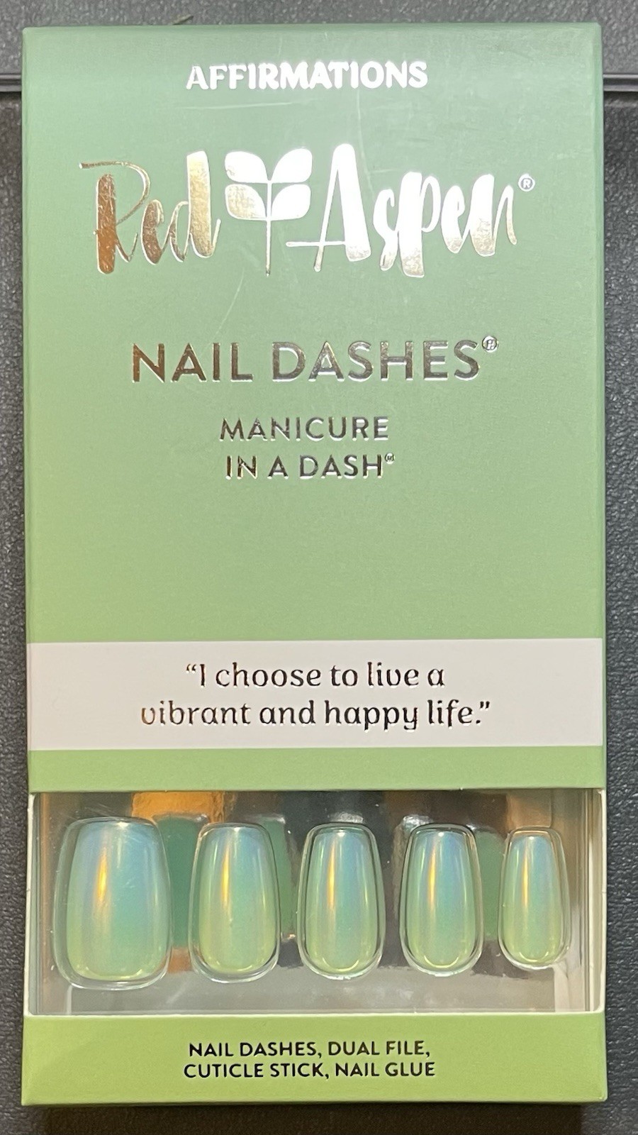 Red Aspen Press On Nails, Medium Coffin, Arlene Is Vibrant