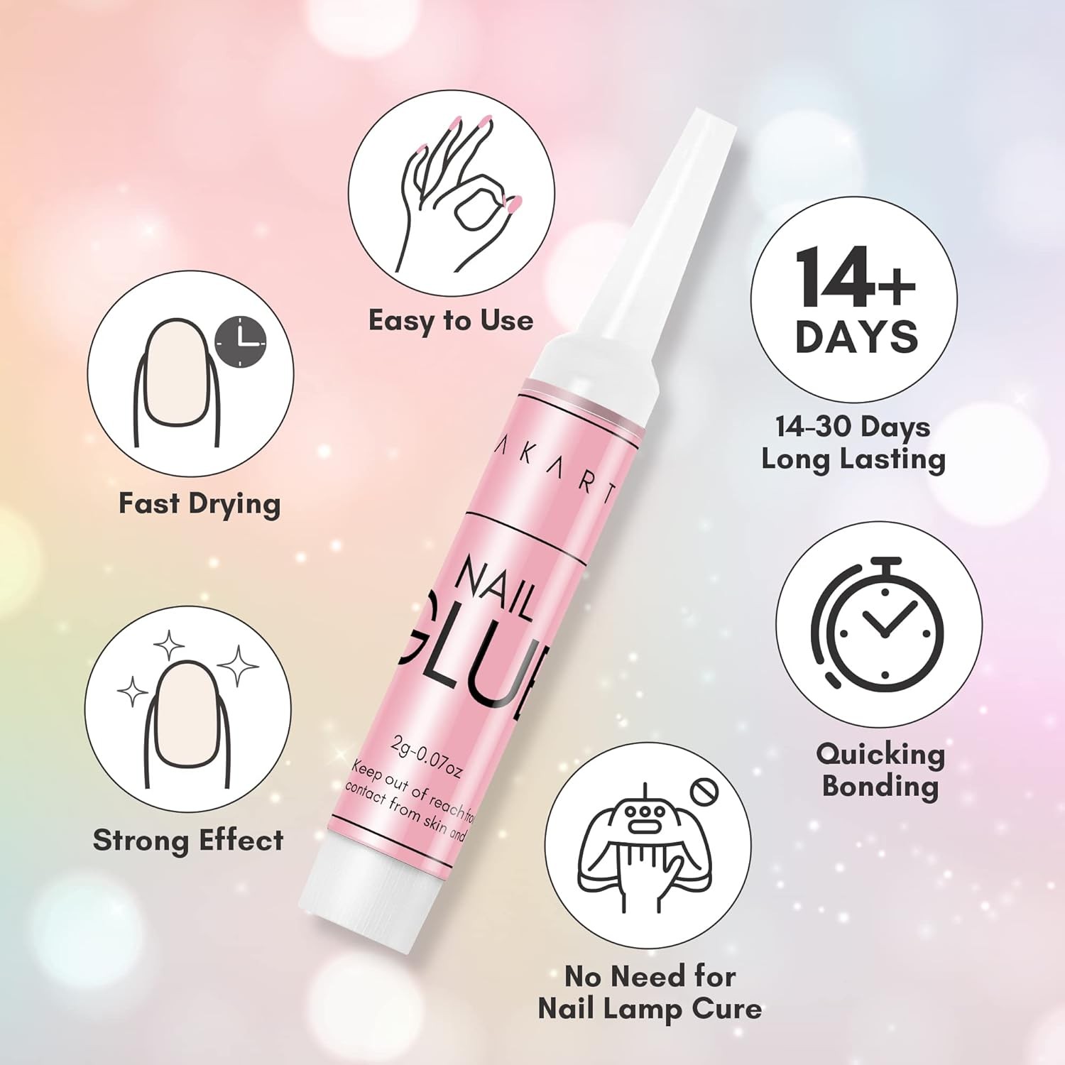 Makartt Super Strong Nail Glue for Acrylic Nails Press 40 Count (Pack of 1)