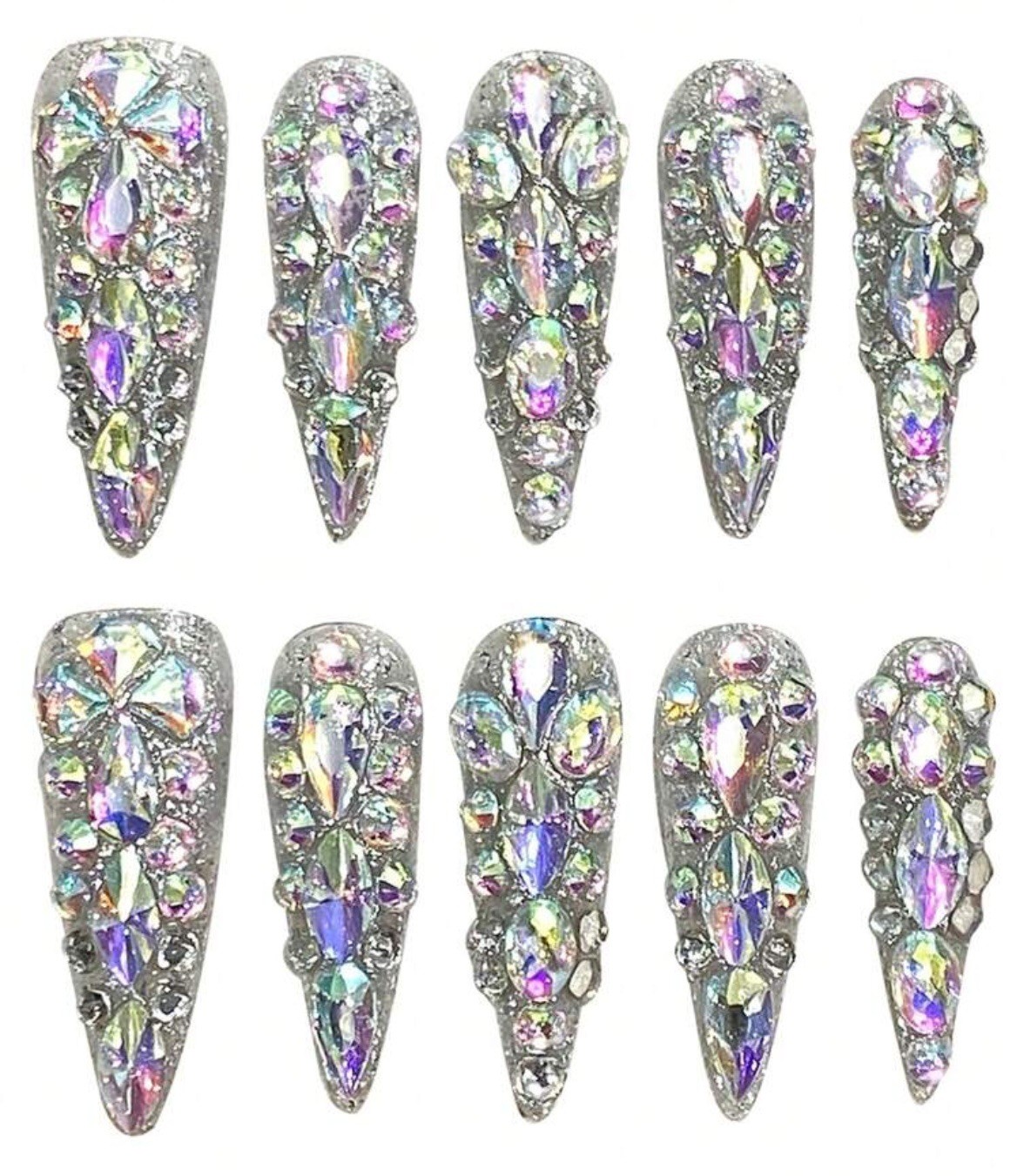 Handmade Press On Nails, Sparkle Rhinestones Sparkle Rhinestones