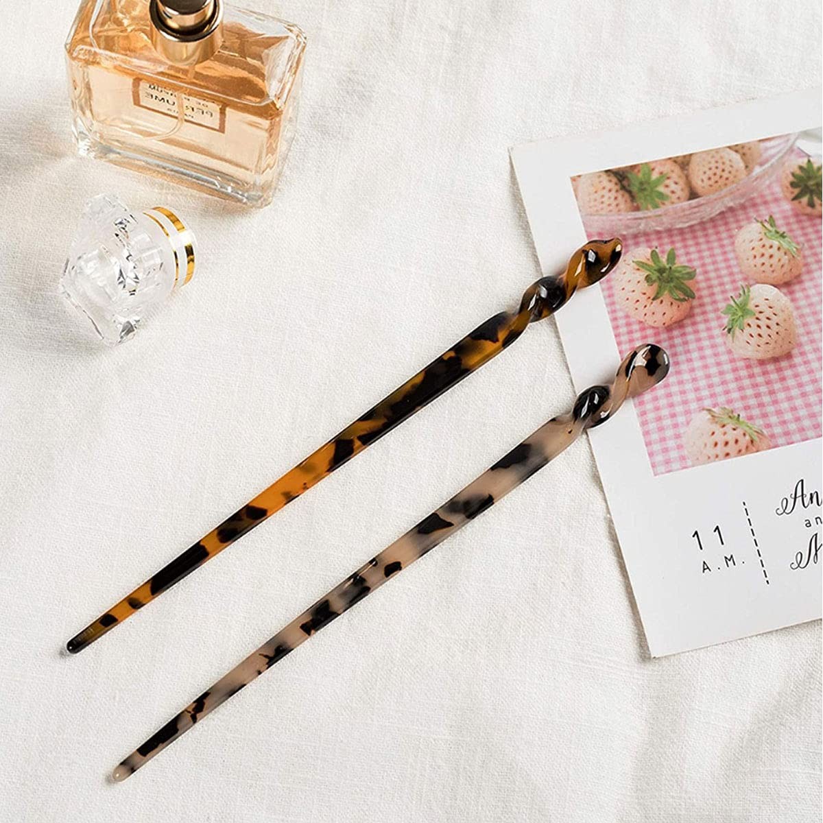 6 Pack Acetate Hair Sticks Leopard Printed 6 Count (Pack of 1),