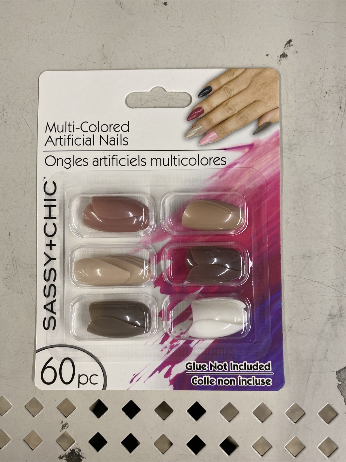 NEW SASSY + CHIC MULTI-COLORED ARTIFICIAL NAILS – 60 PC