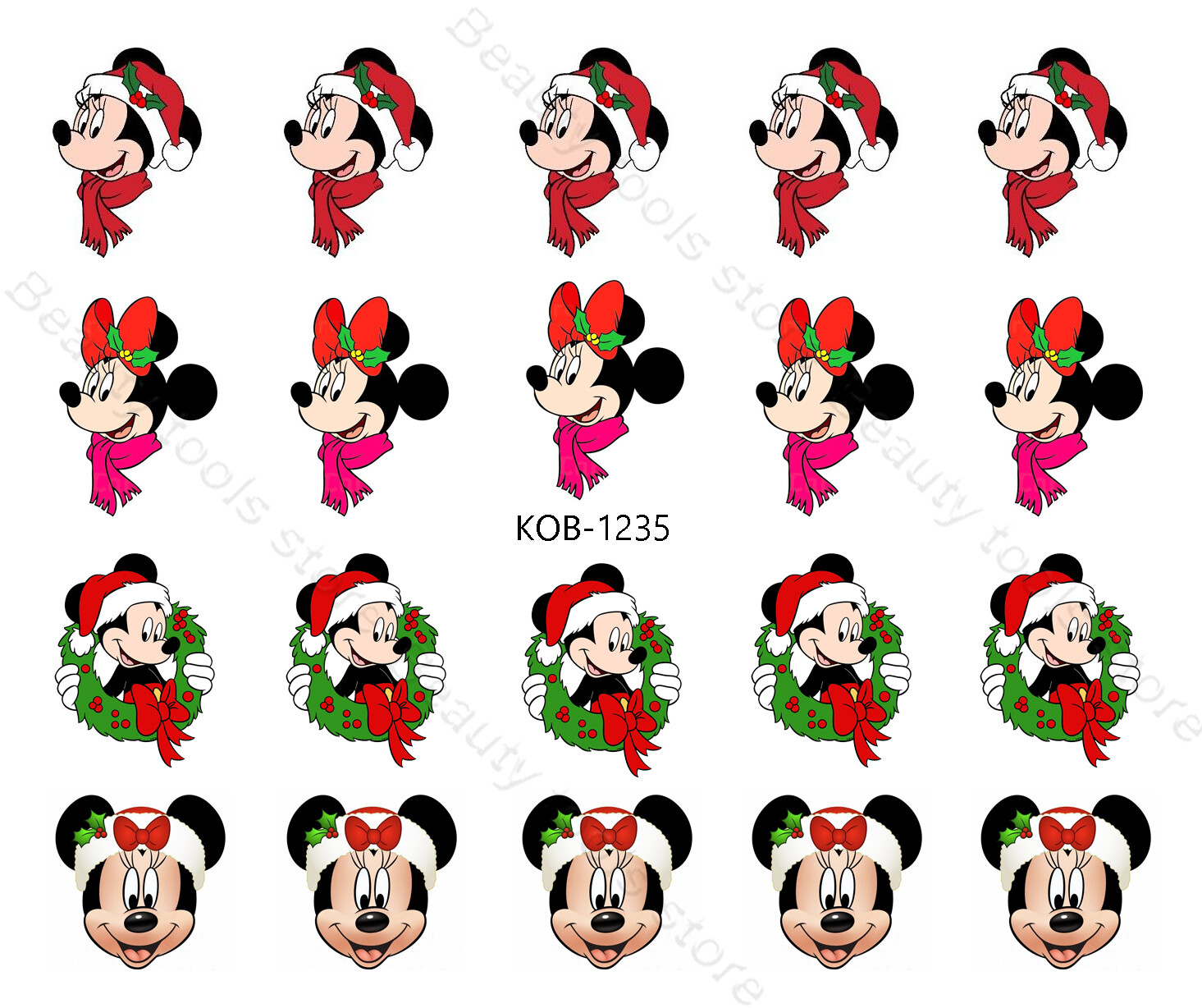 Nail Art Water Transfer Stickers Decal Mickey Mouse Christmas KoB-1235
