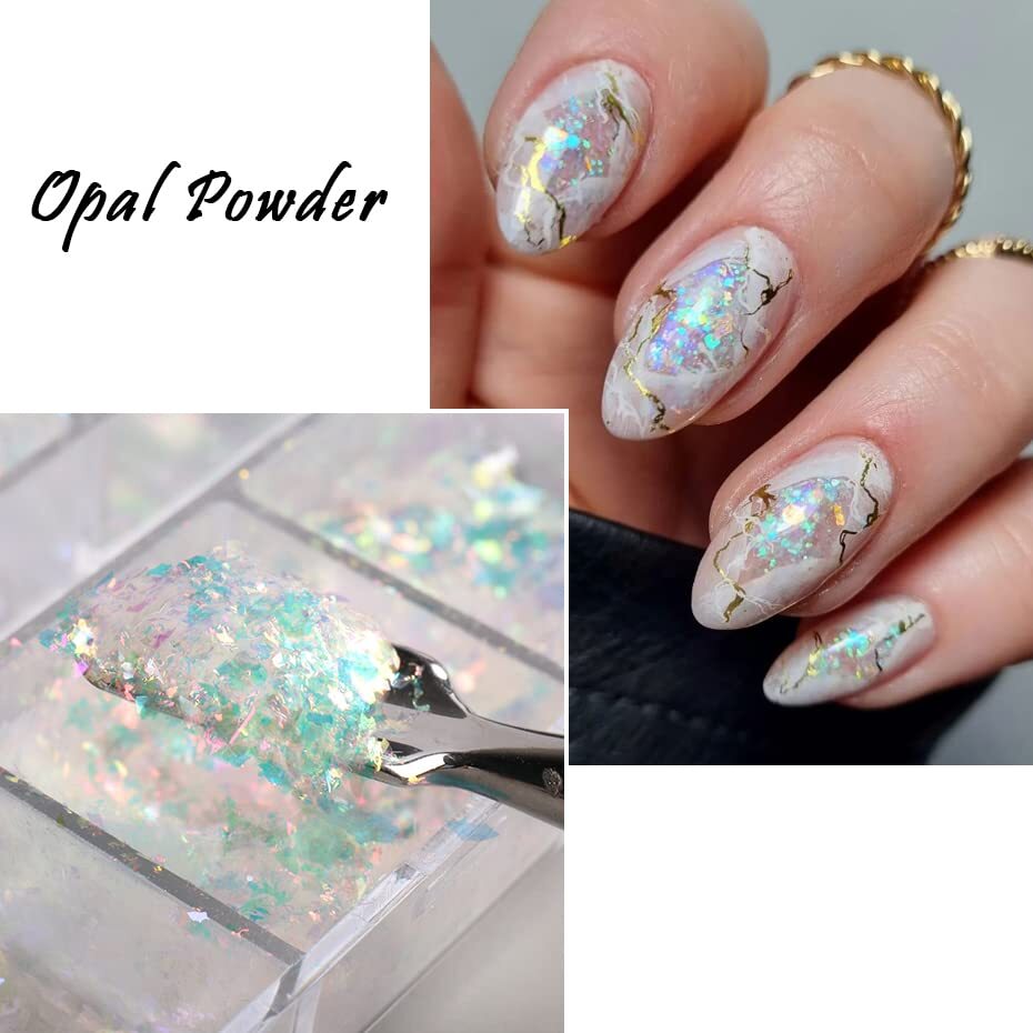 Holographic Nail Art Glitter Iridescent Flakes Nail Foil 12 Grids Mermaid