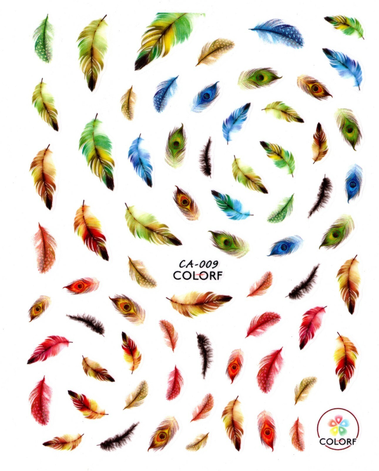 Nail Art 3D Decal Tool DIY Nail Decoration Stickers Feathers Tribal CA009