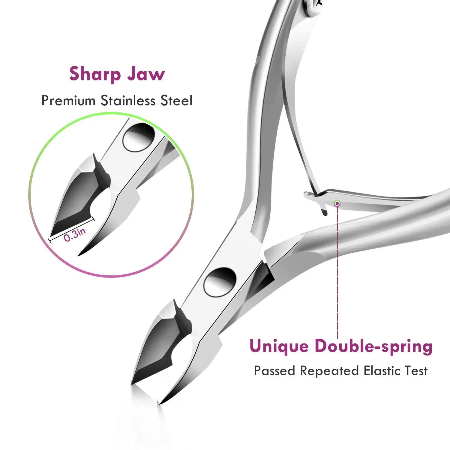 4PCS Cuticle Pliers Set with Pusher Stainless Steel Nail Trimmer Tool Kit