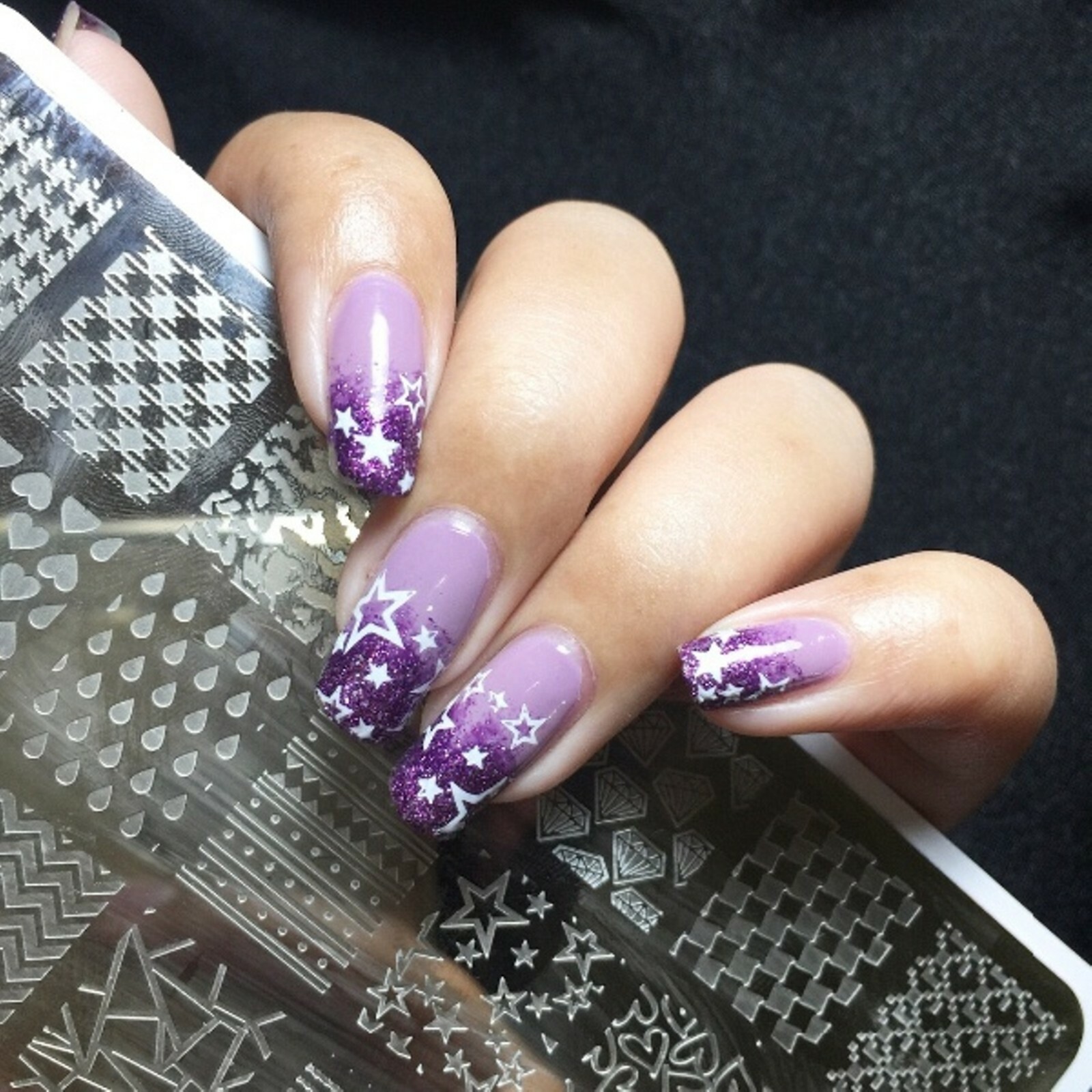 Diamond Heart Grids Image Rectangle Nail Art Template BP-L013