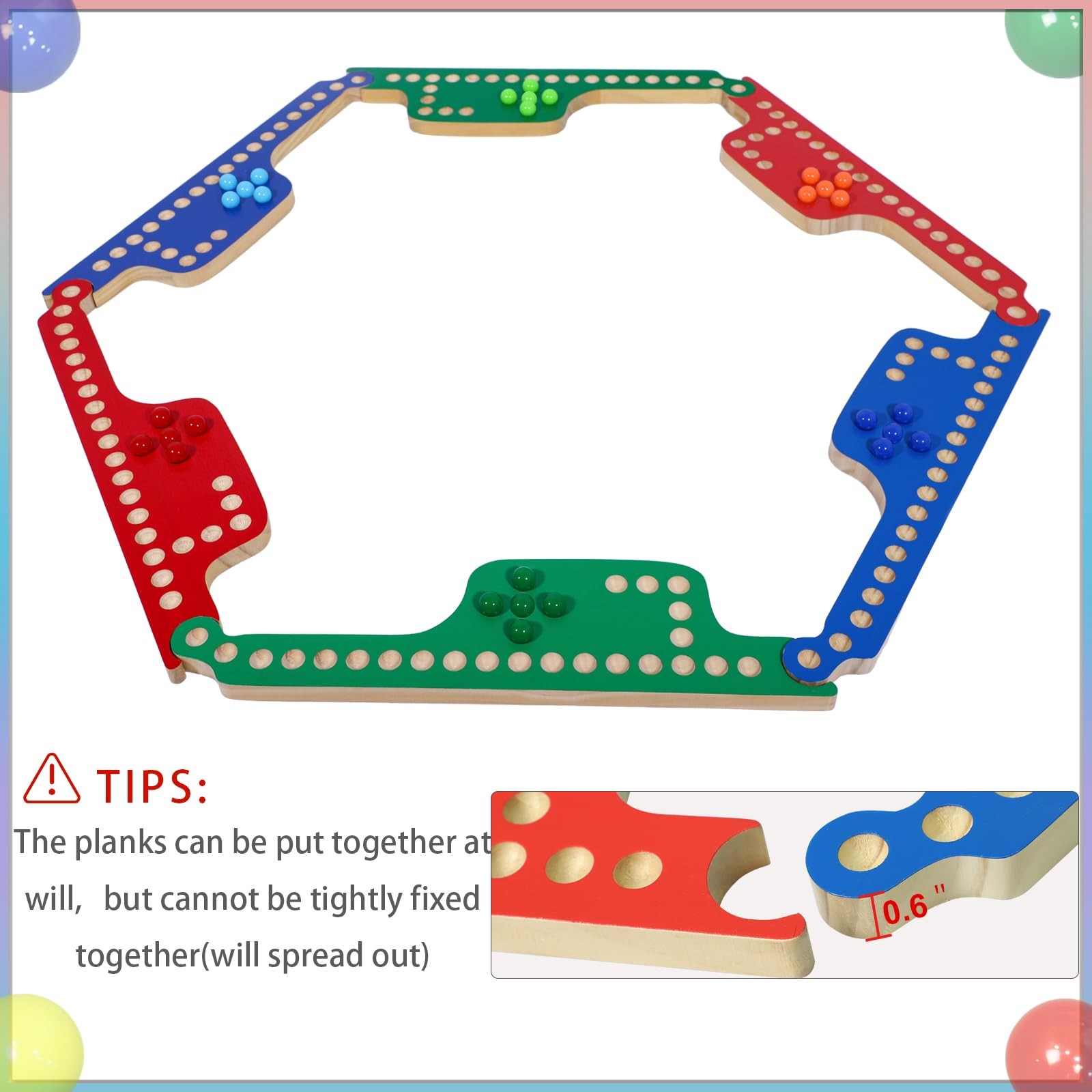 Medikaison Colorful Jokers and Marbles Board Game 15x5x4 inches, 4 Colors