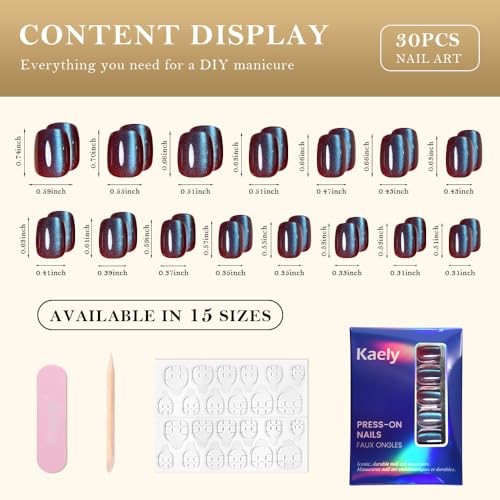 Mauve Teal Cat Eye 30 Count (Pack of 1) 30Pcs-Short Square-Mauve Teal-0867