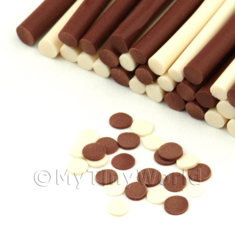 2 x Handmade Milk and White Chocolate Buttons Nail Art Cane