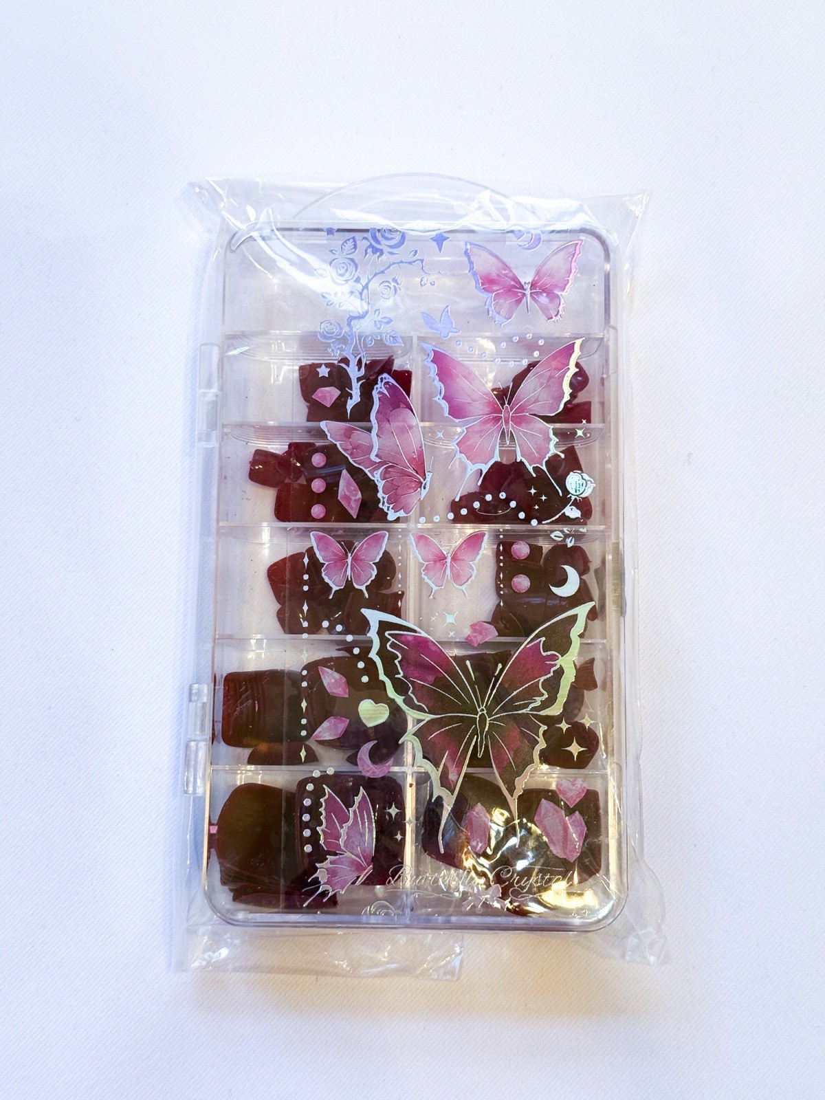 ❤️ Toenails Gorgeous Burgundy Butterfly Collection Press On