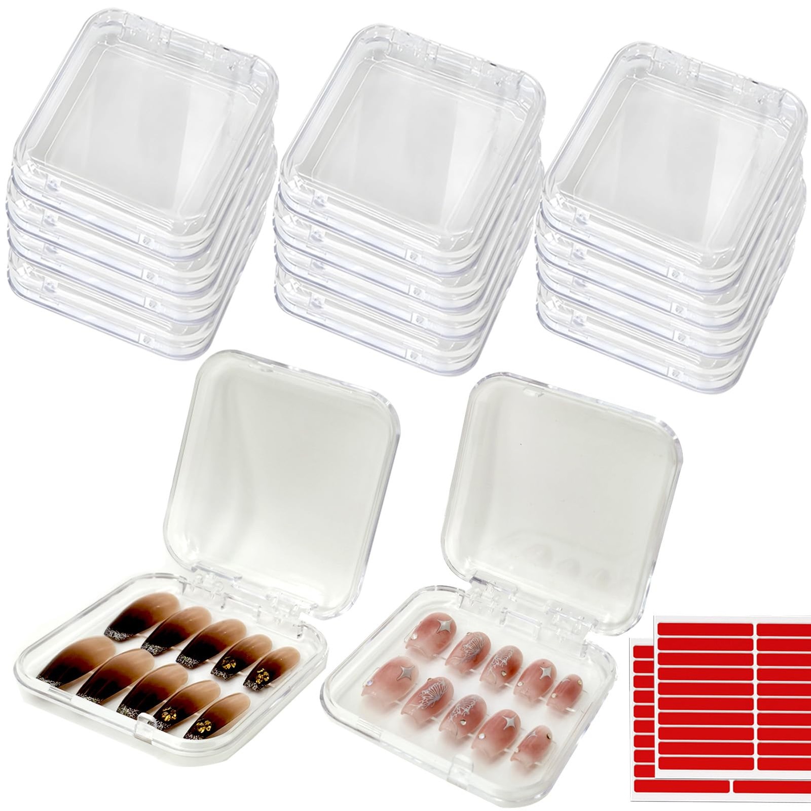 14 Pcs Press On Nail Packaging Box on 3 x 3 x 0.7 inches, Clear