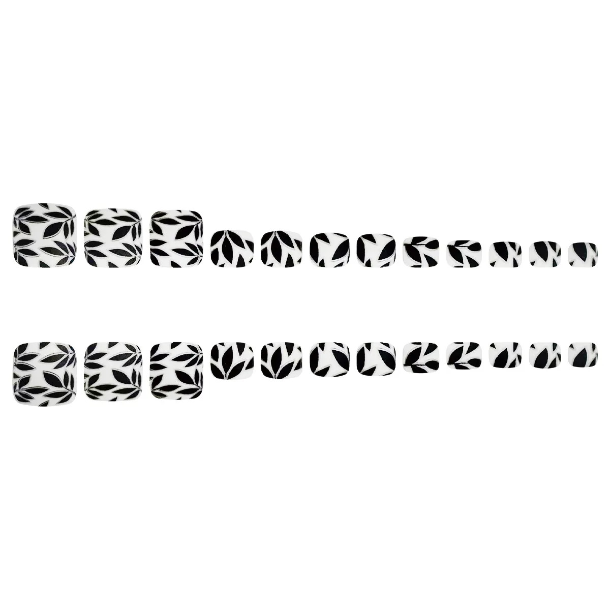 24pcs Matte Black Leaf Flower False Toenails Press on Toe Nails