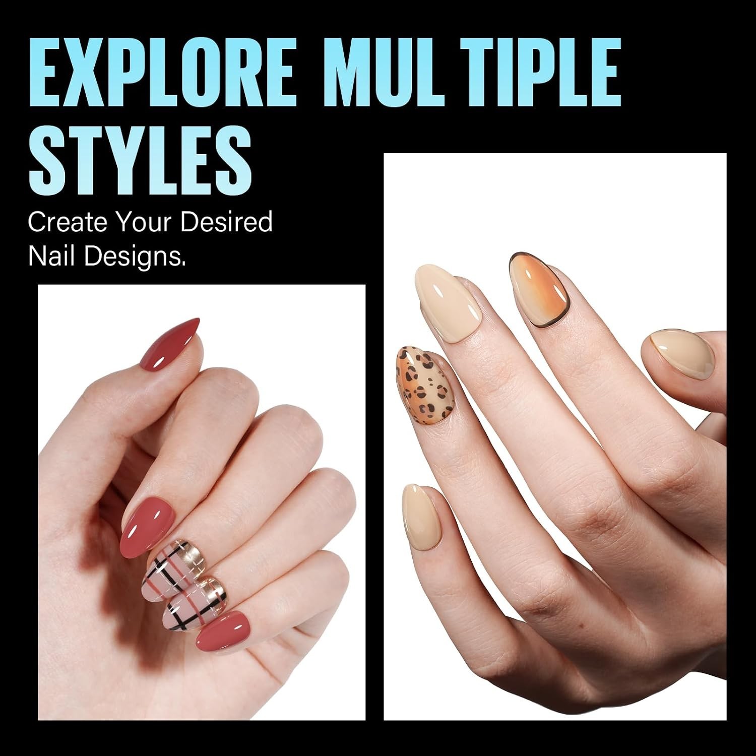 Short Almond Nail Tips Pre-Shaped Acrylic Nail Clear Press on Nails | 240pcs …