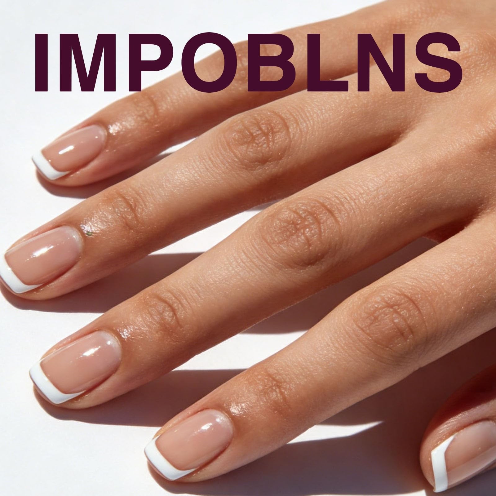 Gradient Press on Nails Short Coffin Fake Nails with Ombre Glossy Designs Nails