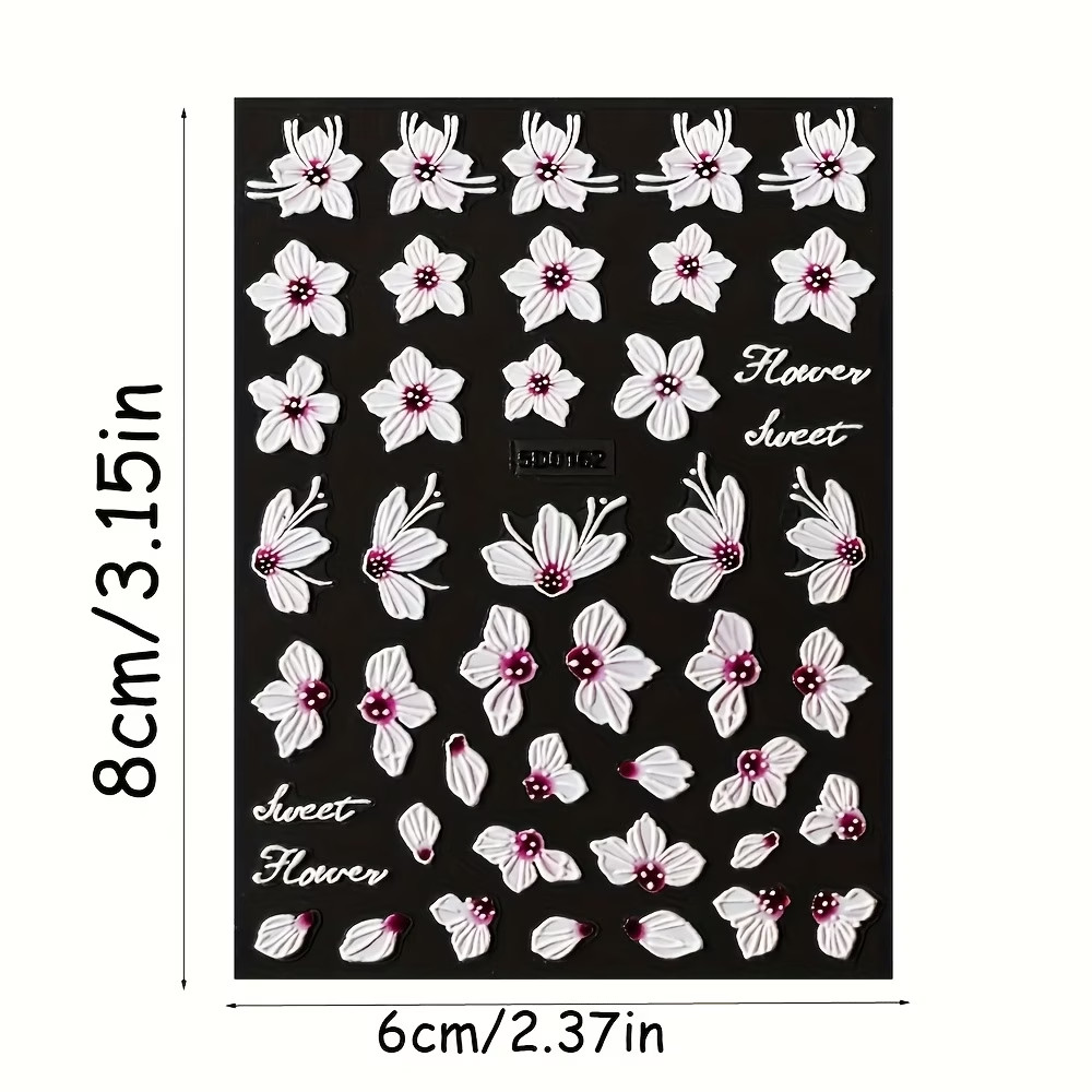 Nail Art Stickers – White & Purple Floral Lace Flower Design for Elegant Nails
