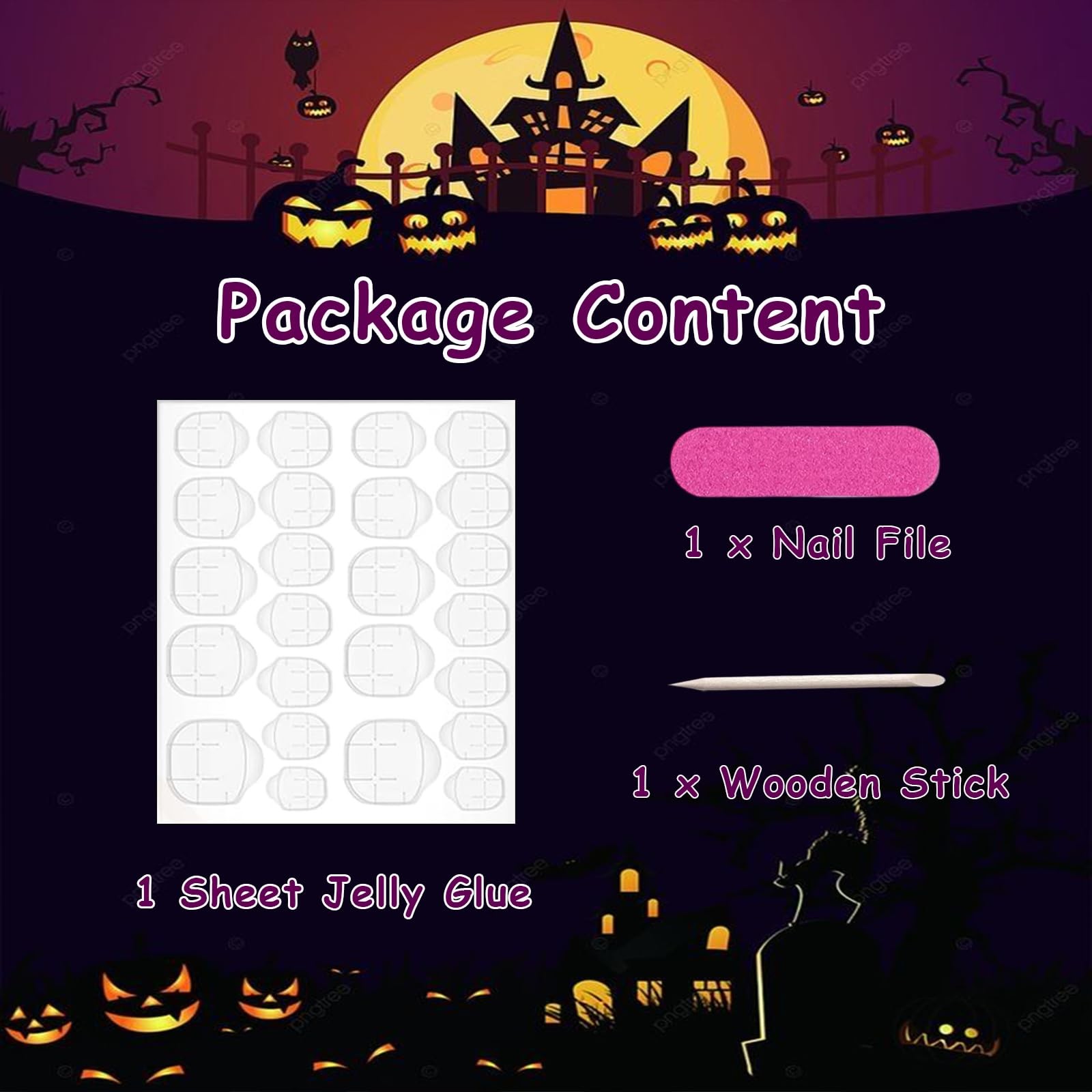 Halloween Bat French Tip Press on Nails Medium Square Black Fake Nails with S…